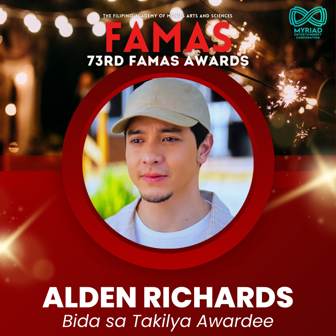 MYRIAD Corporation (@myriad_corp) on Twitter photo TWO wins in a row!
Big congratulations to our CEO <a href="/aldenrichards02/">Alden Richards</a> for winning 2 amazing awards!
🏆 37th PMPC Star Awards for TV Best Single Performance by an Actor
🏆 73rd FAMAS Bida sa Takilya Award
You consistently set a high standard, we're so proud of you!
#ALDENRichards TWO wins in a row!
Big congratulations to our CEO <a href="/aldenrichards02/">Alden Richards</a> for winning 2 amazing awards!
🏆 37th PMPC Star Awards for TV Best Single Performance by an Actor
🏆 73rd FAMAS Bida sa Takilya Award
You consistently set a high standard, we're so proud of you!
#ALDENRichards