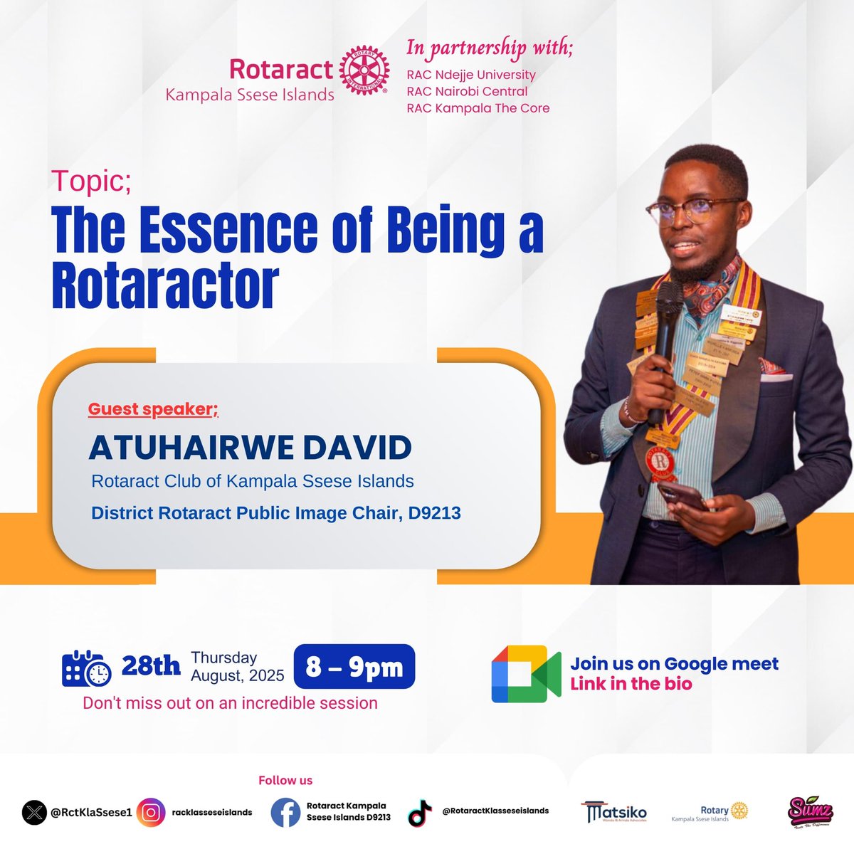 Join us for an inspiring inaugural mentorship session and immerse yourself in the essence of being a Rotaracter! 💃
Don’t miss this opportunity to kickstart your Rotaract journey!🥰
 meet.google.com/pty-eoqn-uiz