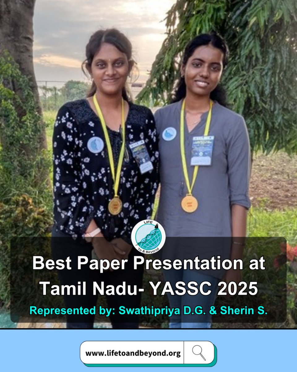 Thrilled to share that our team reps, Swathipriya D.G. and SHERIN S., won the Best Paper Presentation Award at #YASSC2025! 🏆🚀 

Their research on integrating astronomy education in Indian school curricula is truly innovative.  

#STEM #STEAM #Astronomy #Space #WomenInSTEM