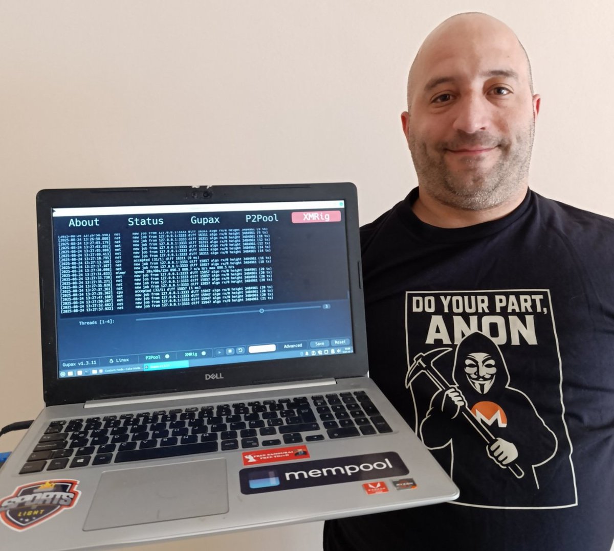 Escuelita Bitcoin #FREESAMOURAI (@escuelitabtc) on Twitter photo The future isn’t borrowed, it’s mined. Do your part, anon.
I’m mining Monero through Gupax, thanks to <a href="/BTClovera/">Lovera ⛏ ₿ ɱ</a> Linux tutorial.
Together, we make privacy stronger 🛡️✨
🔗 Gupax: gupax.io
🎥 Tutorial: youtu.be/xCx-7GUxEvI?si…
<a href="/StarkPrivacy/">Stark</a> <a href="/sethforprivacy/">Seth For Privacy || Activate CTV + CSFS</a> The future isn’t borrowed, it’s mined. Do your part, anon.
I’m mining Monero through Gupax, thanks to <a href="/BTClovera/">Lovera ⛏ ₿ ɱ</a> Linux tutorial.
Together, we make privacy stronger 🛡️✨
🔗 Gupax: gupax.io
🎥 Tutorial: youtu.be/xCx-7GUxEvI?si…
<a href="/StarkPrivacy/">Stark</a> <a href="/sethforprivacy/">Seth For Privacy || Activate CTV + CSFS</a>
