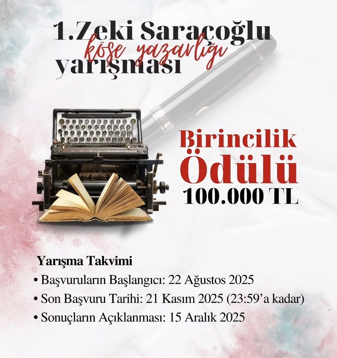 Ortadoğu gazetesi, kurucusu Zeki Saraçoğlu adına Köşe Yazarlığı Yarışması düzenliyor.  Yarışmaya başvurular başladı.  Ayrıntıları edebice.net adresinden öğrenebilirsiniz. #zekisaraçoğlu #yarışma #ortadoğu #köşeyazarlığı