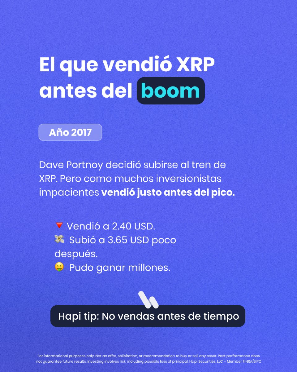 Todo llega para el que sabe esperar… menos para Dave Portnoy😢 Se perdió el  boom de XRP por vender antes de tiempo. 📚 La lección: investiga, mantente  informado y entiende qué mueve
