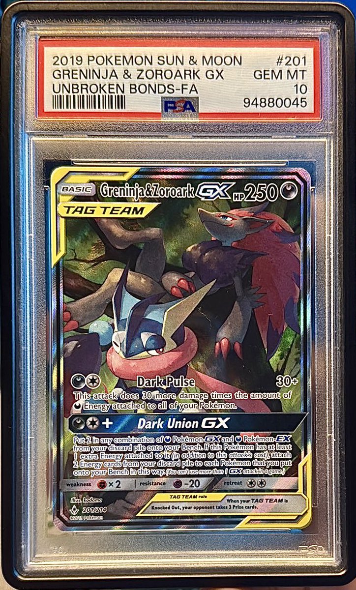Christopher McCoy (@salientwolf) on Twitter photo 💎 PSA 10 Greninja/Zoroark GX 💎
- $1000, OBO
- F&F appreciated, G&S add 3%
- Trades at 80%
- Retweets appreciated! 🙏
<a href="/CardboardBanger/">💥 Cardboard Bangerz 💥</a> <a href="/VantaSeries/">VantaSeries</a> <a href="/ArnoldMoger/">Arnold von Moger</a> <a href="/BUYSELLTRADETCG/">BUY/SELL/TRADE TCG</a>
<a href="/TattooedBST/">TattooedBST</a> <a href="/PokeCorsair329/">@PokeCorsair</a> 💎 PSA 10 Greninja/Zoroark GX 💎
- $1000, OBO
- F&F appreciated, G&S add 3%
- Trades at 80%
- Retweets appreciated! 🙏
<a href="/CardboardBanger/">💥 Cardboard Bangerz 💥</a> <a href="/VantaSeries/">VantaSeries</a> <a href="/ArnoldMoger/">Arnold von Moger</a> <a href="/BUYSELLTRADETCG/">BUY/SELL/TRADE TCG</a>
<a href="/TattooedBST/">TattooedBST</a> <a href="/PokeCorsair329/">@PokeCorsair</a>
