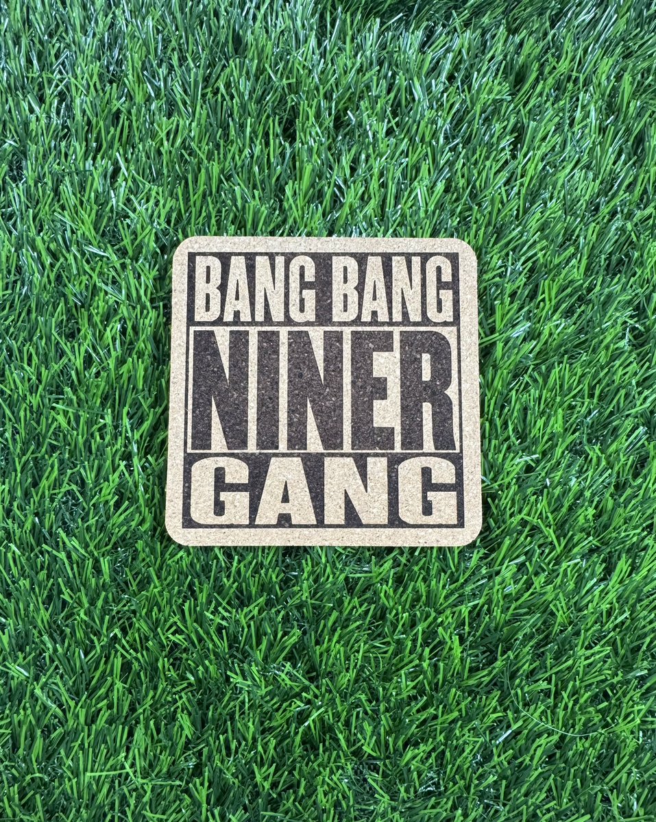 cjbdesignco's tweet photo. Are you ready for some football? Calling all Niners fans. We have some "Bang Bang Niner Gang" custom engraved coaster. Protect your furniture while having abeverage watching your team. $5/ea., 2 for $8 or 4 for $15. First class USPS shipping anywhere in the US for $3. https://t.co/BWYt6dNozl