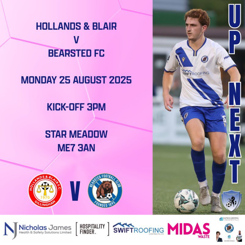 Bearsted_FC's tweet image. Tomorrow we are away to Hollands & Blair Kick-off 3pm. Come along and support the Bears on bank holiday Monday #bearstedfc #bears #scefl #upnext @SCEFLeague @NonLeagueCrowd