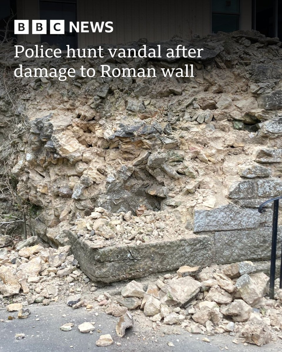 Police are appealing for information after "significant damage" was caused to a Roman wall and gate. Read more: bbc.in/3JoHKjo