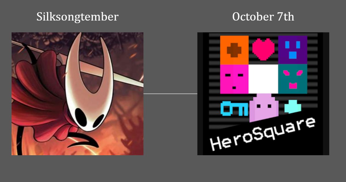 HeroSquare's original September release date has been pushed to Oct 7th due to unforeseen circumstances 🤣

#indiegames #Steam #gamedev #SilkSong
