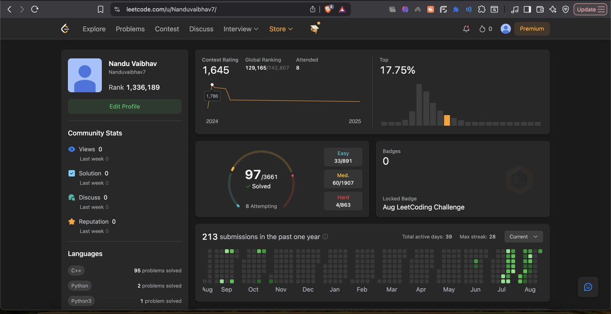 NanduVaibhav48's tweet image. 🚀Day 28 of LeetCode grind
2 Problems Solved:
✅Search insert position
✅Pascals triangle
Back from my trip to bangalore i cant believe im saying this but I missed grinding DSA and dev glad to be back hopefully no more breaks. Tday revised✅
#LeetCode #DSA #100DaysOfCode #CONNECT