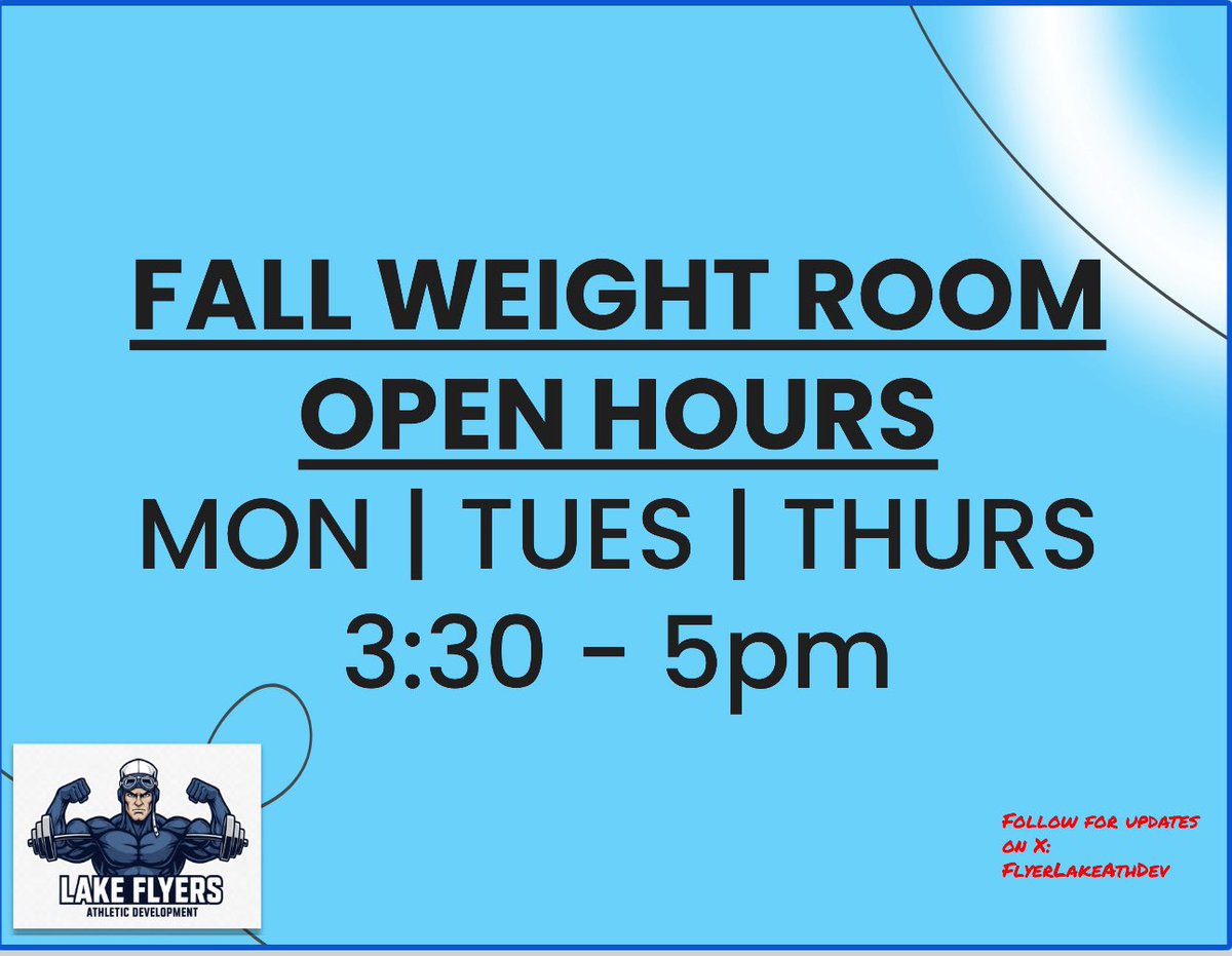 Fall Weight Room hours begin tomorrow!