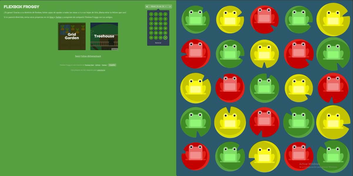 Pa_u_los's tweet image. hecho flexbox froggy, muy divertido! #css #cssbasics #frontend