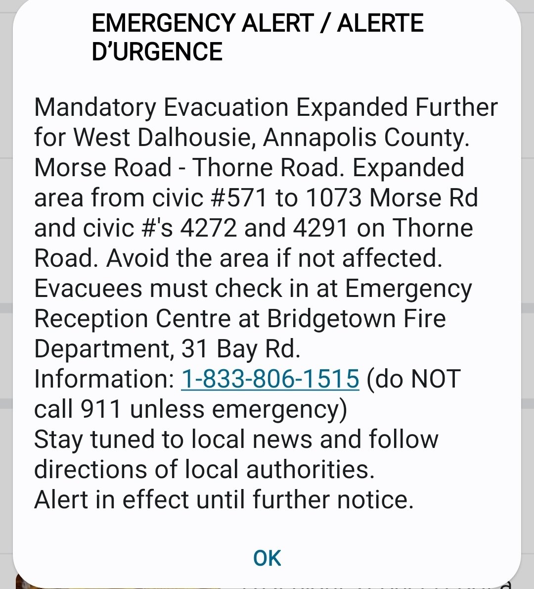 Mandatory Evacuation Expanded for West Dalhousie.
