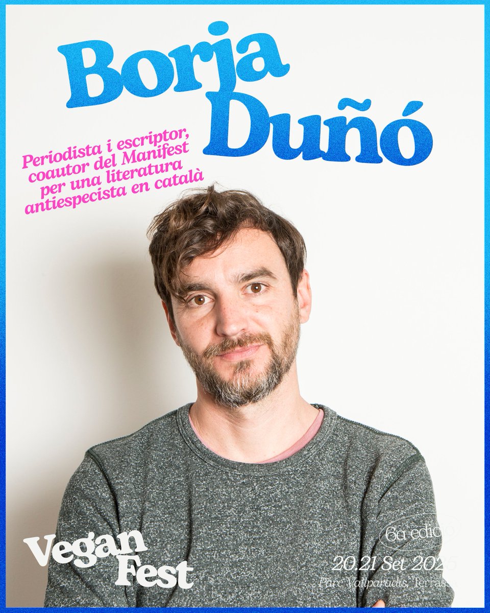 VEGAN FEST ® Ⓥ (@veganfestcat) on Twitter photo No falteu a la presentació del nou llibre de <a href="/borjada/">Borja Duñó</a> 
Autor de Ànimes entre les dents la primera novel·la antiespecista en català, enguany presenta el llibre No siguis cruel! editat per <a href="/saldonar/">Saldonar</a> 
Una veu imprescindible de la literatura antiespecista
#veganfest✊🏻🥕 No falteu a la presentació del nou llibre de <a href="/borjada/">Borja Duñó</a> 
Autor de Ànimes entre les dents la primera novel·la antiespecista en català, enguany presenta el llibre No siguis cruel! editat per <a href="/saldonar/">Saldonar</a> 
Una veu imprescindible de la literatura antiespecista
#veganfest✊🏻🥕