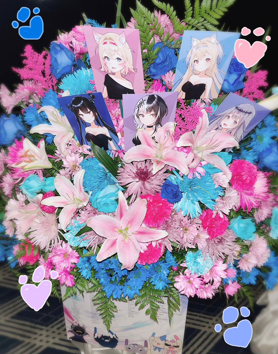 SUCH BEAUTIFUL FLOWERSー！！⚠️✨ ARE YOU TRYING TO MAKE US CRY, HUH?! 💐

Thank you so much for all the love and support, Adventrix and Ruffians!! 🩵🩷Let’s enjoy the final day of #holoAllforOne to the MAX!! 🐾✨