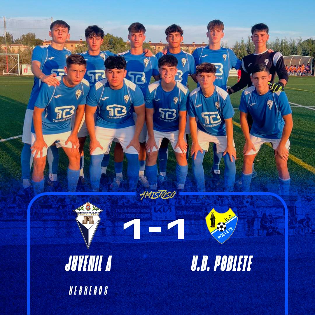 💙 Resultado del Juvenil "A" en su partido amistoso ante el UD. Poblete Senior.

⚽ Herreros

#AupaManchego 💙🤍