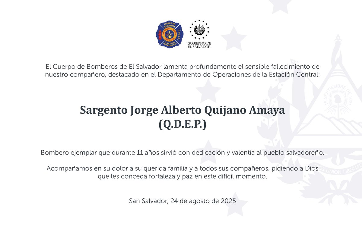 En este doloroso momento, envío mi más sincero apoyo a su familia y amigos. Que encuentren consuelo y fuerza. 🖤🙏🕯️🧑‍🚒
