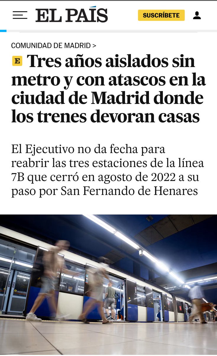 3 años sin la línea de METRO y 18 años con viviendas afectadas, edificios derribados por la Comunidad de Madrid, cientos de familias afectadas, edificios públicos derribados…. Es en San Fernando de Henares una ciudad maltratada por el PP.