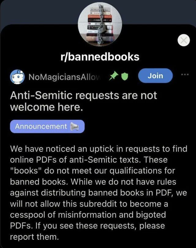 Fascinated by r/bannedbooks having their own list of books that are banned there