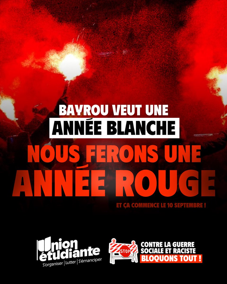Bayrou a annoncé une année blanche, on lui annonce une année rouge ✊

#10septembre
