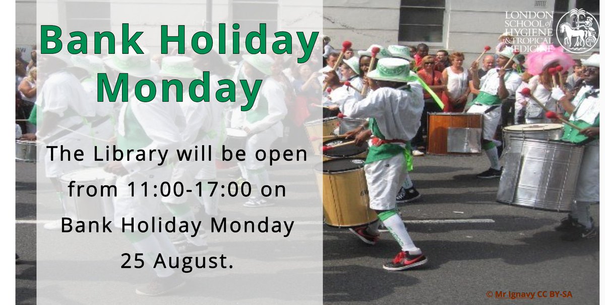 LSHTMlibrary's tweet image. 🕚 Bank Holiday hours🕔
LSHTM Library will be open from 11:00-17:00 (UK time) tomorrow - Monday 25 August.
You can find more information, including full opening hours, here: bit.ly/LSHTMlibrary