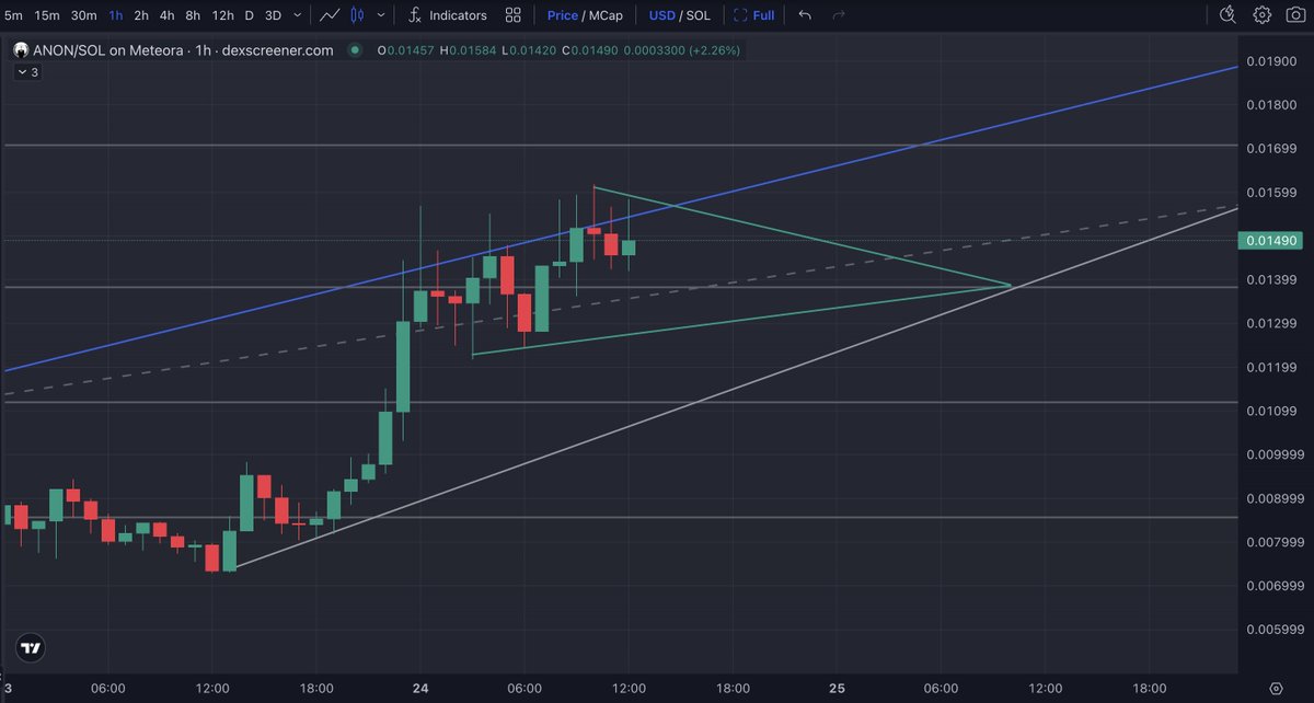 1. $ANON breaks upper trendline and we go parabolic

2. $ANON Consolidates into a bull flag until tomorrow then we go parabolic.

either way we go parabolic