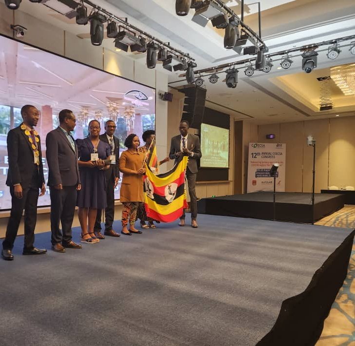 Still about #COECSA2025
Excitement as Team Uganda receives the button to host the 13th Annual COECSA Congress next year in August....🎶🎼