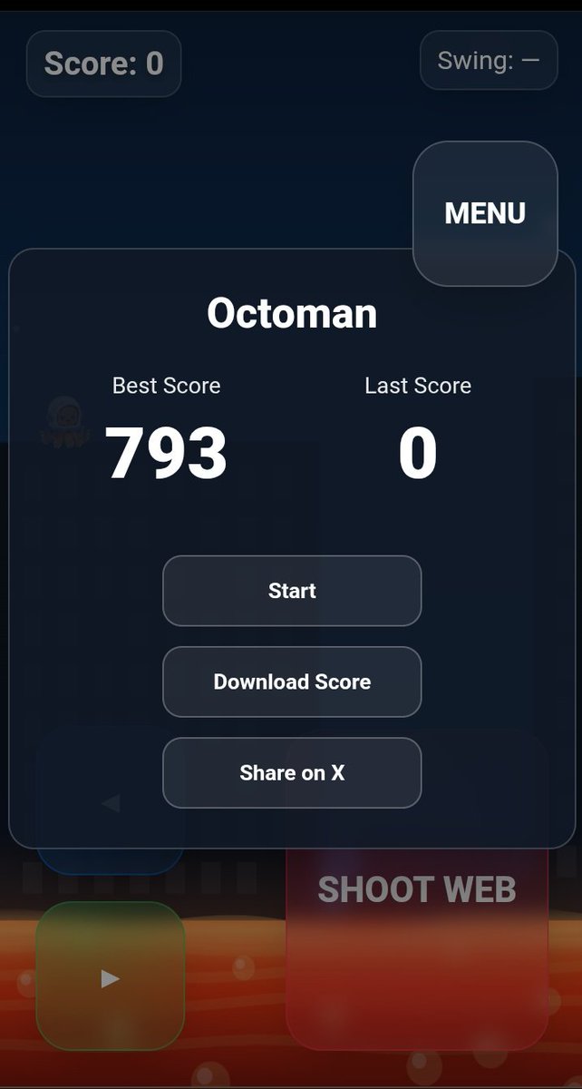 KvngTobest's tweet photo. Just tried Octoman 🐙  not me getting addicted to swinging like I’ve got tentacles IRL 😂

Score’s climbing, perks are tempting… y’all better not sleep on this.

Let’s see who really got that Octo energy 💥  
#Octoman #OpenLedger https://t.co/zKZCiQI26i