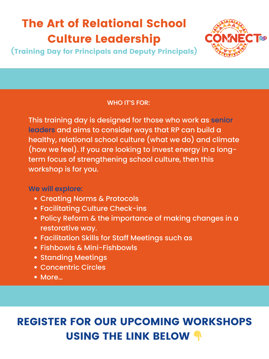 Principals &amp; Deputy Principals 📢
Want to boost staff wellbeing, reduce stress &amp; strengthen school culture?

Join The Art of Relational School Culture Leadership workshop:
📍 Athlone – 24 Sept 2025
📍 Dublin – 13 Jan 2026
📍 Cork – 19 Mar 2026
🔗 Register: connectrp.ie/training-day-f…