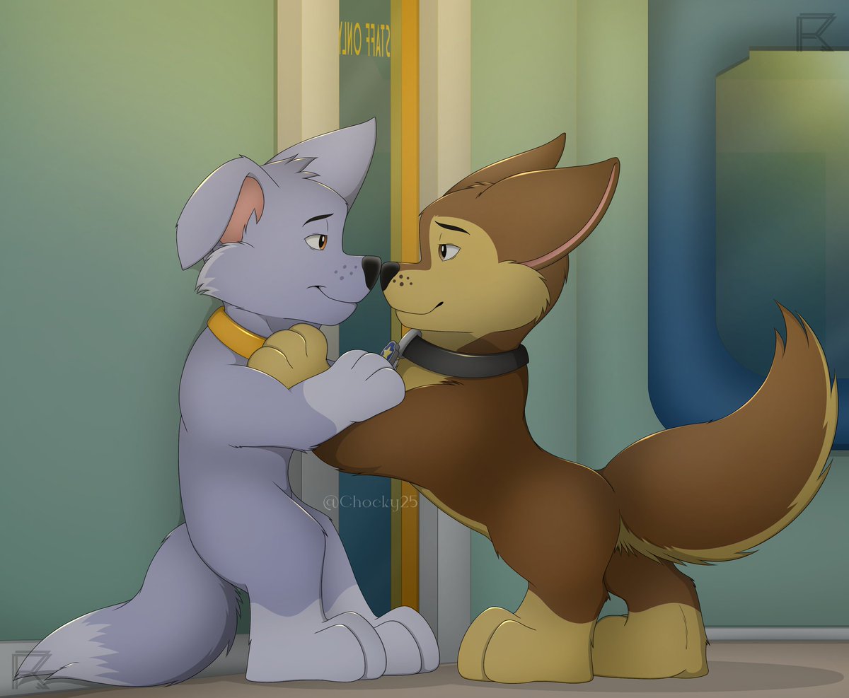 R_Project25's tweet image. &quot;Mine 4&quot;

As they getting tired, and Sleepy, Rocky turn off his Shop Lights and heading to his private place. but, suddenly Chase pining him on the wall and... 👀

COMMISSIONS OPEN! DM me :3

#PawPatrol #chase #rocky #nickjr #fanart #pawpatrolfanart #furry #cub #Nickelodeon