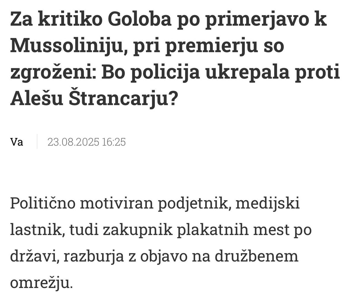 BojanPožar (@bojanpozar) on Twitter photo Izmišljena afera <a href="/StrancarAles/">ales strancar</a> je vredna daljše analize, saj afera sama potrjuje Golobove napol fašistične metode, za uvod morda zgolj tole: medijski kartel je za potrebe te afere izumil celo nov termin - politično motiviran podjetnik. Kaj, za božjo voljo, pa naj bi to pomenilo?! Izmišljena afera <a href="/StrancarAles/">ales strancar</a> je vredna daljše analize, saj afera sama potrjuje Golobove napol fašistične metode, za uvod morda zgolj tole: medijski kartel je za potrebe te afere izumil celo nov termin - politično motiviran podjetnik. Kaj, za božjo voljo, pa naj bi to pomenilo?!