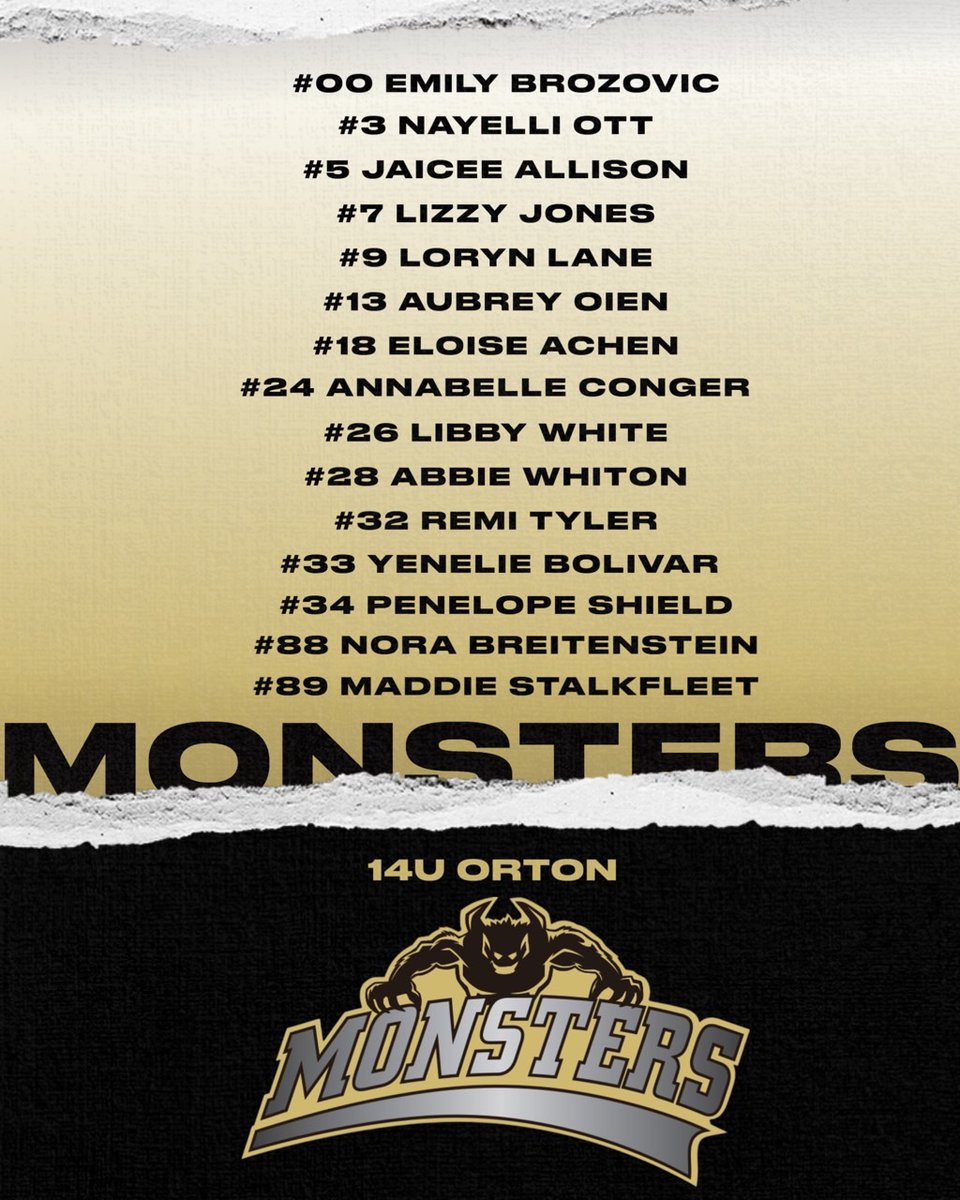 MonstersSoftbal's tweet photo. Roster Announcements! 

Introducing our 14u Orton team! https://t.co/GtS8rXd0d5