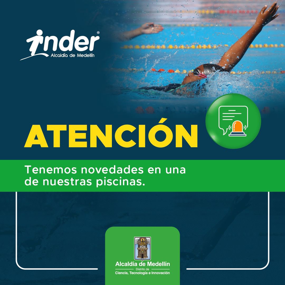 🚨‼️Hoy domingo 24 de agosto, las siguientes piscinas suspenden sus servicios:

🏊🏻‍♂️Unidad Deportiva de Belén
🏊🏼‍♀️UVA Nuevo Occidente
🏊🏻La Asomadera

¡Estamos trabajando para abrirlas nuevamente de forma segura!
<a href="/AlcaldiadeMed/">Alcaldía de Medellín</a>