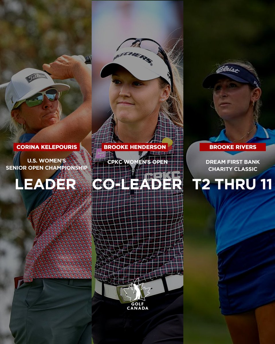 What a day for Women's Golf in Canada! 

Three women across three tours are in contention for take home hardware Sundary afternoon: 

▪️ USGA Women's Senior Open
▪️ CPKC Women's Open - LPGA
▪️ Dream First Bank Charity Classic
(Epson Tour)