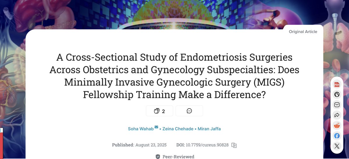 1/
🔍 Endometriosis surgery differs by specialty:
✅ MIGS: laparoscopy in 99.3%
✅ OBGYN: 87.9%
❌ GONC: 66.7% open surgeries
➡️ Training matters!
#Endometriosis #MIGS #Laparoscopy #GynSurgery