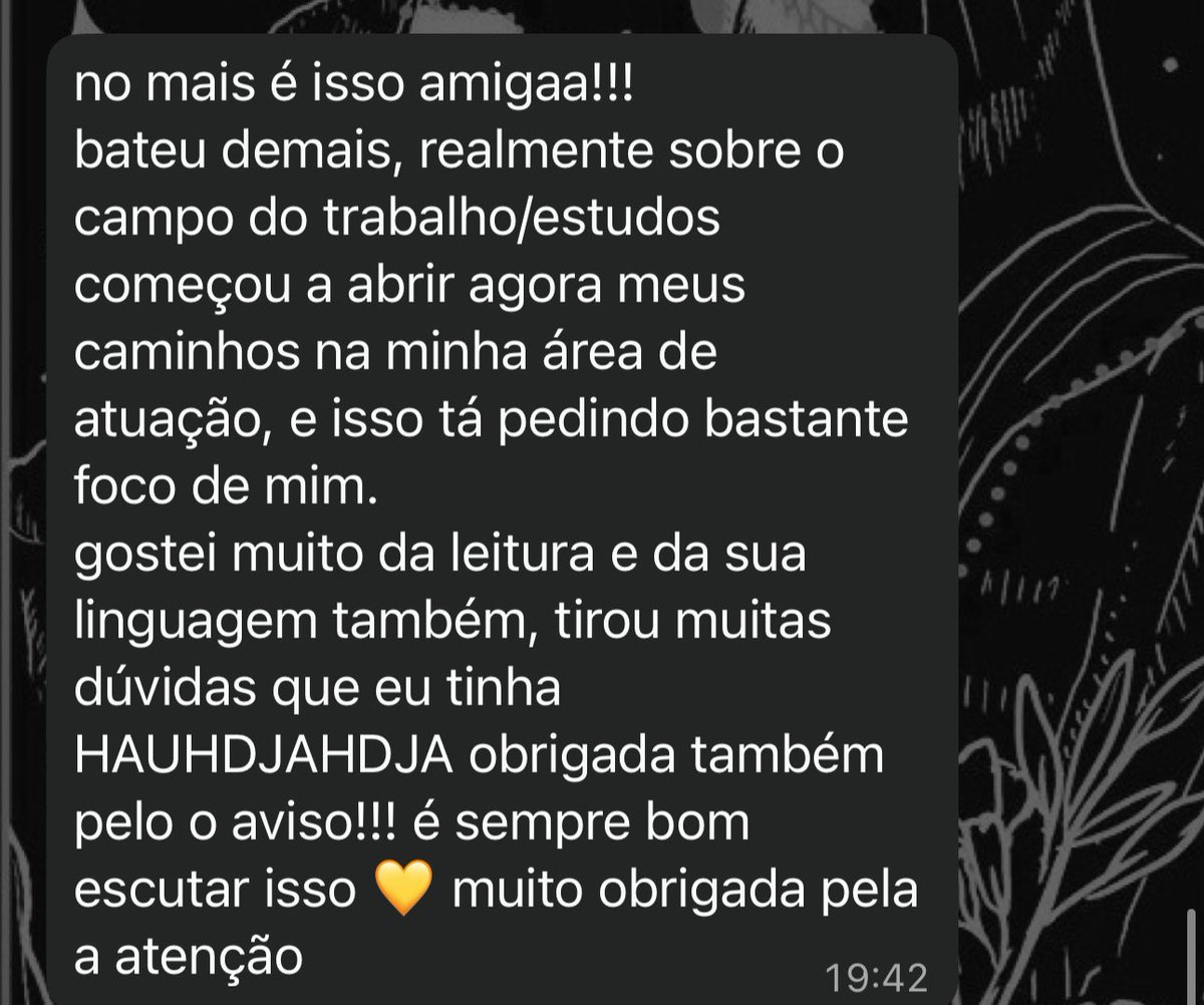 É sobre tranquilizar os consulentes também. ✨
