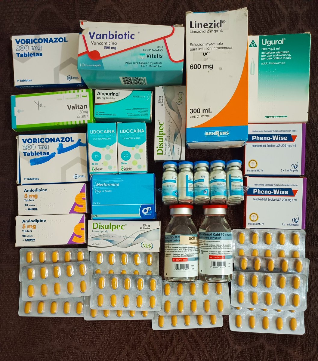 LuisReyes_30's tweet image. Buenas noches. Tengo disponibles estos medicamentos en donación:
Voriconazol+
Vancomicina-
Ugurol+
Lidocaína+
Valsartan-
Paracetamol+(sol)
Ampicilina+
Metformina-
Fenobarbital+(amp)
Levetiracetam+
Disulpec+
Allopurinol-
Quetiapina+
Por favor difundir 🙏 
#Medicinas