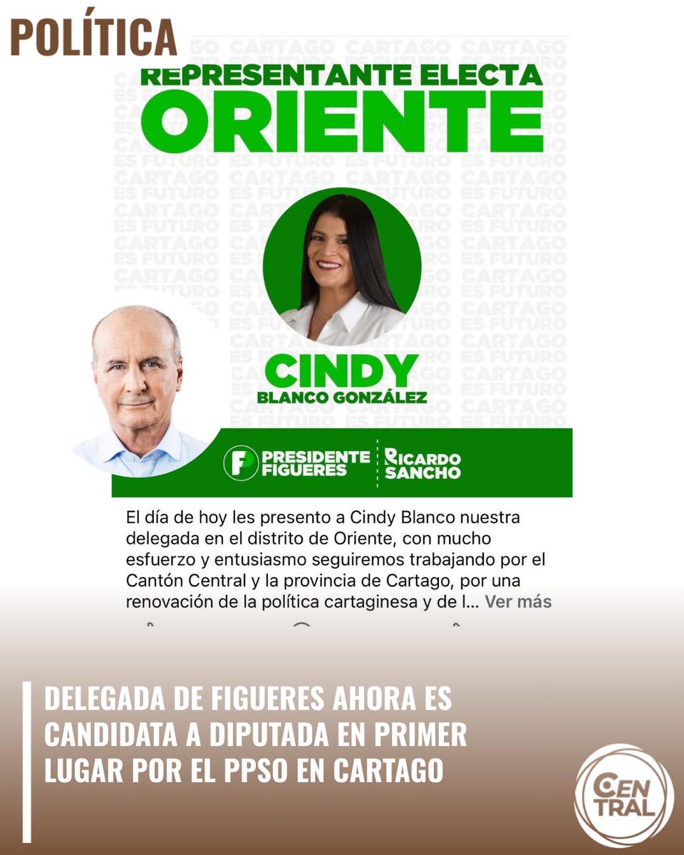 #Nacionales Cindy Blanco pasó de ser delegada en la campaña de José María Figueres a encabezar la papeleta del PPSO en Cartago. Fue electa candidata a diputada en el primer lugar por esta provincia.
Esto ha generado debate en redes sociales,