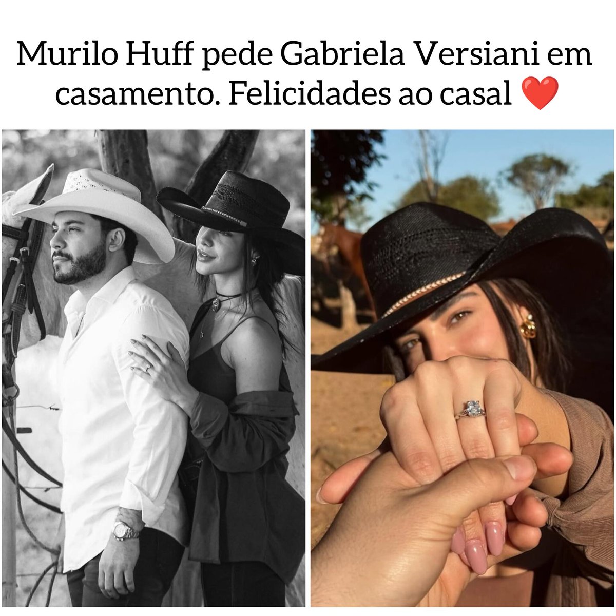 DESCONFIEI__'s tweet photo. Noivos! Gabriela Versiani e Murilo Huff vão se casar. A influenciadora foi pedida em casamento pelo cantor no dia 05: https://t.co/CcHjngSAqM