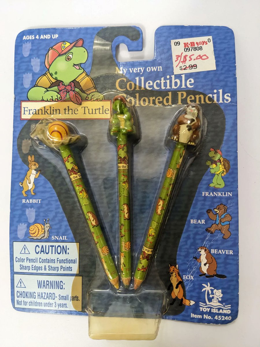 GregBruhl3's tweet image. Vintage Franklin Pencil Franklin the turtle collectible colored pencils Snail Beaver Franklin knick knack Gift millennial nostalgia 90s cartoon 
#Nelvana 
#FranklinTheTurtle