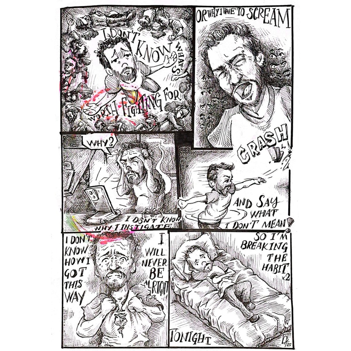 Storyboard Series Pt.26 "Breaking the Habit" by Linkin Park
.
Boya bulaşmış 🥺
#breakingthehabit #linkinpark #song #songstory #storyboard #storyboardseries #story #comic #pt26 #art #artist #artwork #artteacher #artline #ink #inking #hatching #crosshatching #illustration #pen