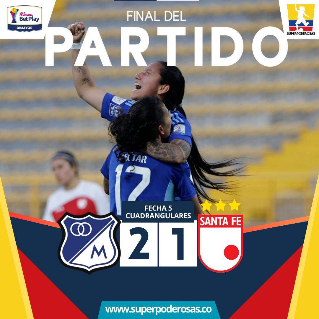 Superpoderosas 🇨🇴⚽️ (@_superpoderosas) on Twitter photo 🔵 ¡LAS 'EMBAJADORAS' VUELVEN A LA VIDA! ⚪️
Millonarios remontó y venció 2-1 a Santa Fe para meterse en la pelea por un cupo a semifinales en la Liga Femenina 🏆🇨🇴 2025.
⚽️ Laura Tamayo, Daniela Castellanos; Mariana Silva.
📸 <a href="/MillosFcFem/">Millonarios FC Femenino</a> 🔵 ¡LAS 'EMBAJADORAS' VUELVEN A LA VIDA! ⚪️
Millonarios remontó y venció 2-1 a Santa Fe para meterse en la pelea por un cupo a semifinales en la Liga Femenina 🏆🇨🇴 2025.
⚽️ Laura Tamayo, Daniela Castellanos; Mariana Silva.
📸 <a href="/MillosFcFem/">Millonarios FC Femenino</a>