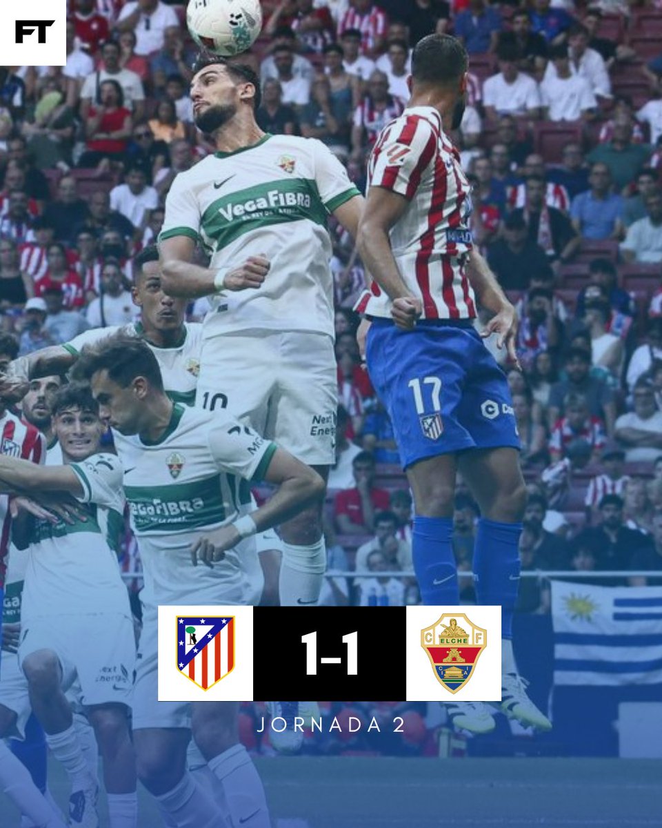 FootballTimee__'s tweet image. 🕛 FINAL | 1-1

El Elche da la sorpresa en el Metropolitano y rasca un punto frente al Atlético de Madrid.

| Alexander Sorloth (8')
| Rafa Mir (15')