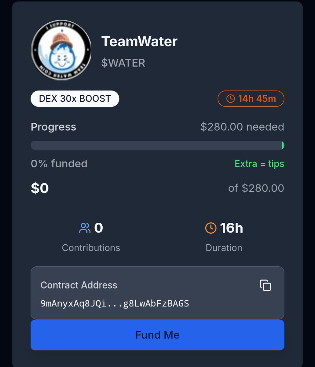 WaterCoin_OnSOL's tweet photo. 🌊 Big news $WATER fam 🌊

For those looking to add boosts, we’ve partnered with @The_DexVault to launch a community-funded escrow wallet.

✅ 100% transparent
✅ Community driven
✅ Securely managed
✅REFUNDS GIVEN IF GOAL NOT MET

Our first campaign: aiming for a 30x boost. 🚀

This is just the beginning — power in numbers, power in community. Let’s show the world what $WATER can do. 🌍💧

DRMjCht5B7q3PMt3DWhR9dHL7ExM6AKjExWWbNHzDWmb

https://t.co/44pFXpTJCe