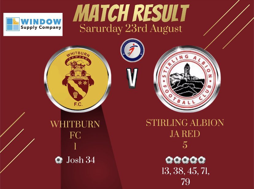 WhitburnFC2009's tweet photo. Saturdays result was kinda expected 
With lots out &amp; lots carrying injuries 
Boys gave it their best shot 
Stirling reds were pretty special at moving the ball &amp; deserved winners https://t.co/oDXTFmRonC