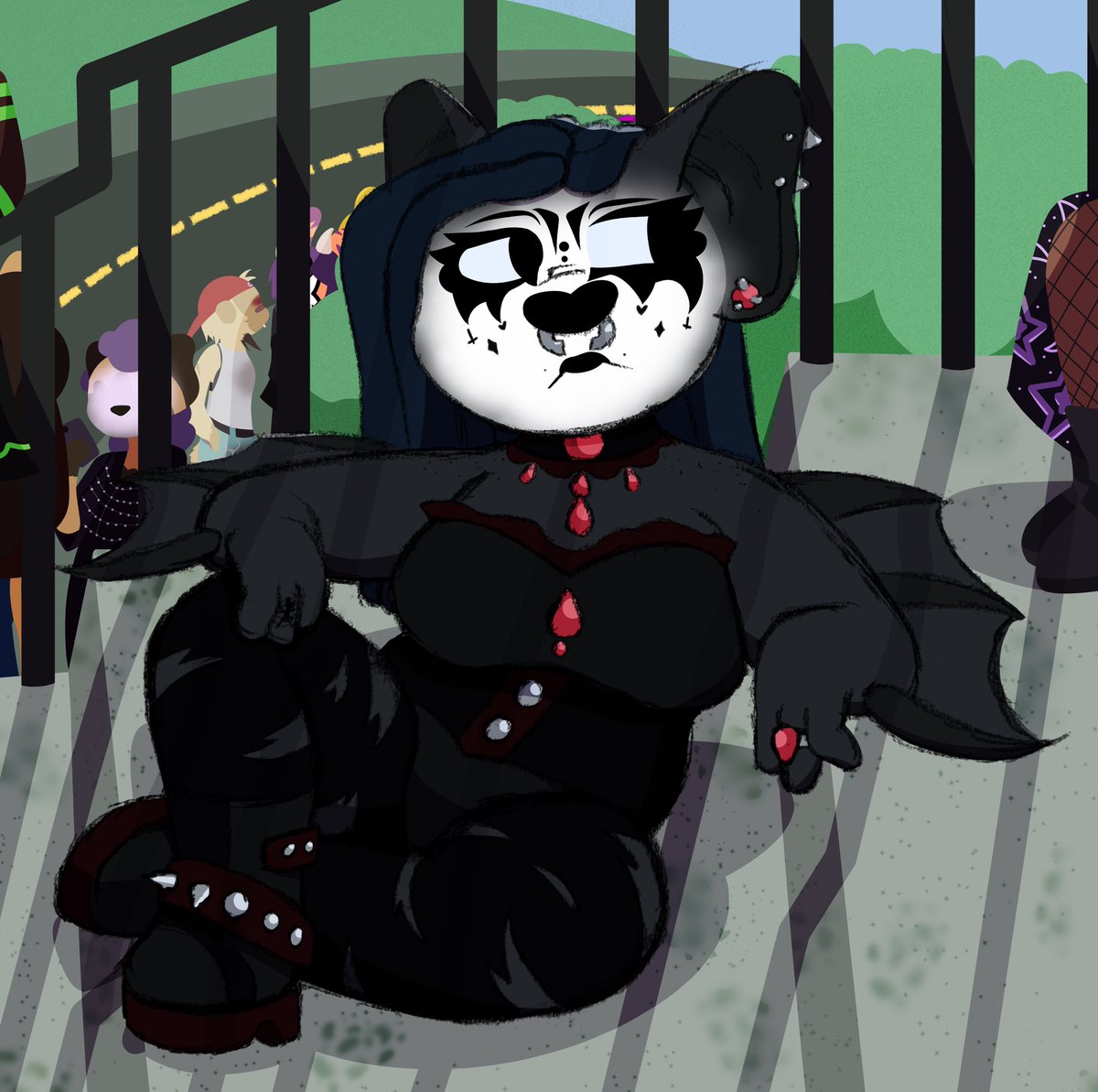 More people are showing up! We’re lucky to be on the steps hahah, hopefully things start moving soon enough to at least let us in.. It’s so HOOOT out here!!!

Also Constance wanted to show her outfit off ^w^ She toootally didn’t pose for this picture, wink wink 0w<