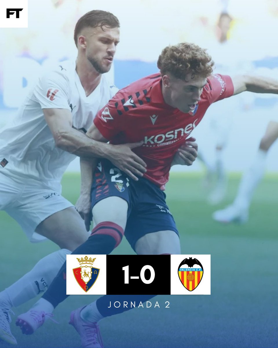 FootballTimee__'s tweet image. 🕛 FINAL | 1-0

Osasuna consigue la primera victoria de la temporada frente al Valencia, que jugó 70 minutos con uno menos tras la expulsión de Gayà.

| Ante Budimir (9')