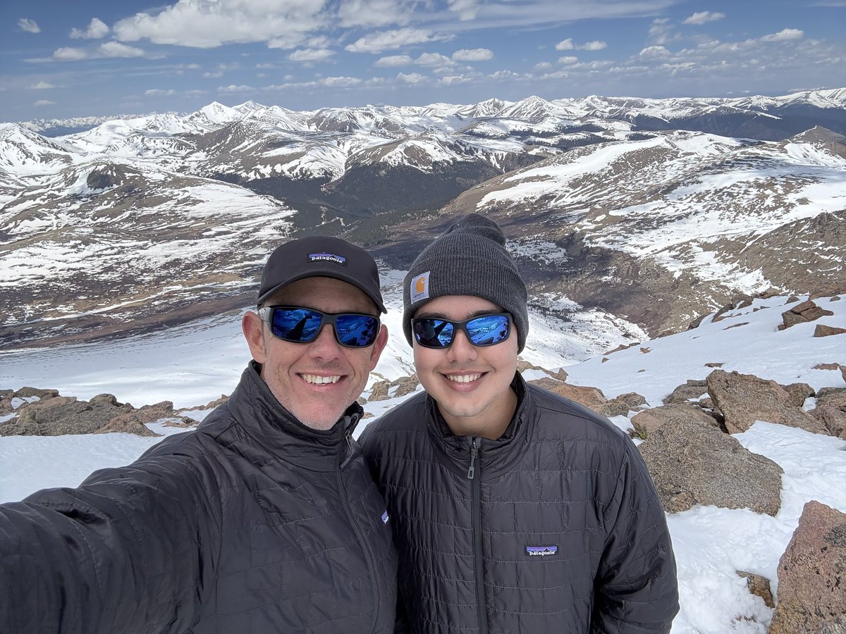 iamTomCannon's tweet photo. Our first 14er 
This past May, my son and I set out for Mount Bierstadt (14,065 ft) but Colorado had other plans. A late-season snow dump left most trails closed, so we acclimatized first on Chief Mountain near Idaho Springs.

When Bierstadt finally opened, we decided to go for it. Snow covered the trails, we weren’t mentally prepared for the conditions. But together, we struggled, step by step, figuring out our own way up through the snow.

The climb was beautiful and brutal. On the way down, melting snow turned every step into anxiety with post-holing, testing our patience and causing frustration. But we kept each other going.

Reaching the summit with my son, above the other mountains, nearly touching the clouds, with snow all around was unforgettable. Not just because we made it, but because we did it together.

Adventure isn’t about perfection, the most fun and best experience is the imperfection. 

It’s about showing up, facing what’s in front of you, and finding strength in the climb.

Here’s to many more summits ahead.

Oh, and watch out for the alpine sunburn, my face got fried. 😎

#14er #Colorado #Adventure #FatherSonJourney #Uncharted