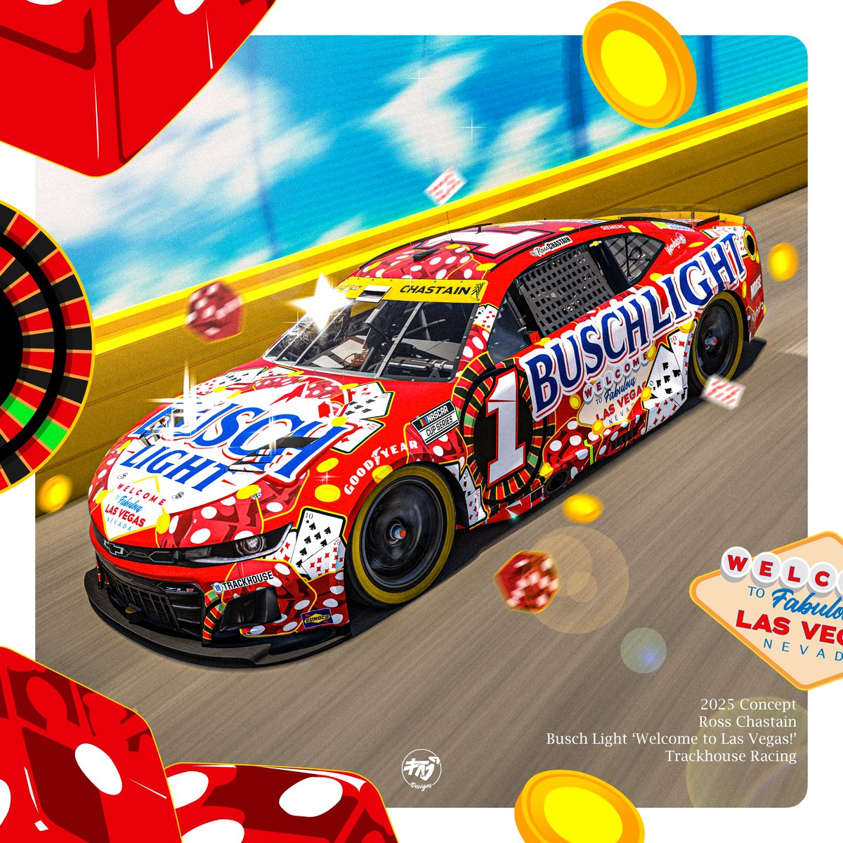paj_designs's tweet image. The melon man delivering at @LVMotorSpeedway isn't a roll of the dice. It's a guaranteed payday.
@RossChastain @BuschBeer @TeamTrackhouse concept.
#rosschastain #buschlight #lasvegas #trackhouse #nascar #nascarcupseries #graphicdesign