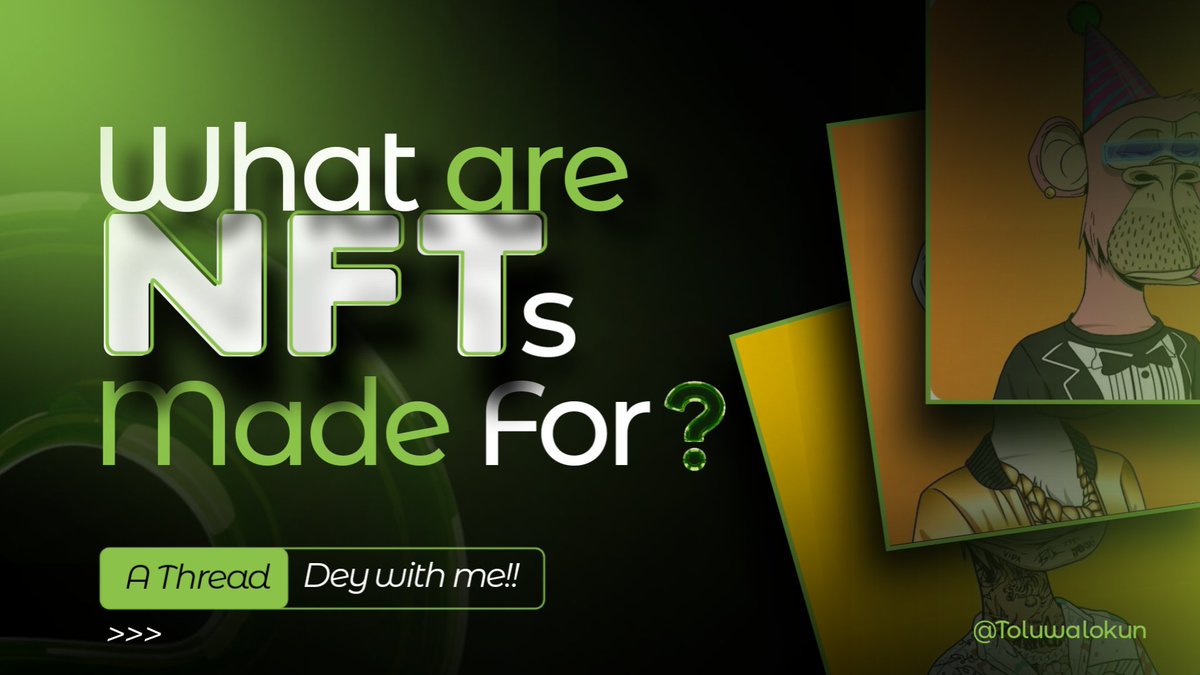 TOluwalokun's tweet image. It&apos;s Day 6 of #30daysweb3designchallenge .

The task was to create visuals entailing some uses of NTFs. 

Dey with me!!👇.