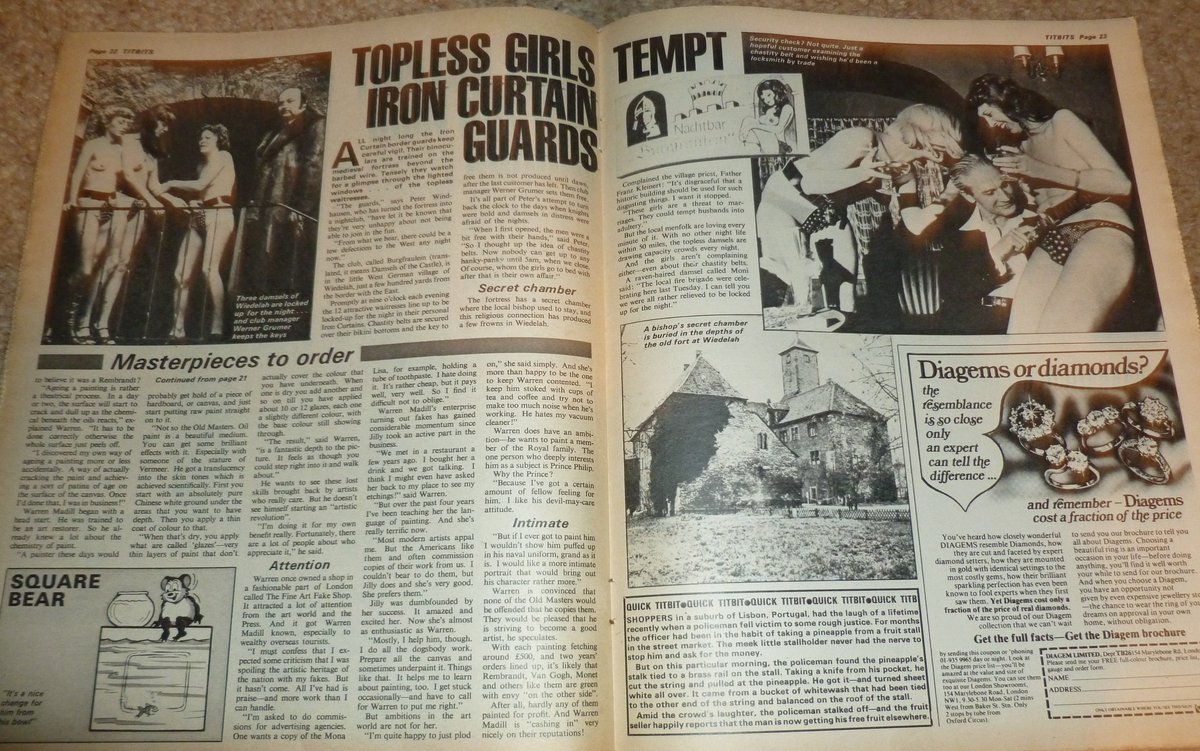 StevenFlavell1's tweet photo. Over in Titbits, the 'family' magazine, late June early July 1977 sees Caroline Ellis promoting Confessions From A Holiday Camp, staring @Robin_Askwith,  by not wearing very much. #Titbits https://t.co/TakVjcYVBI