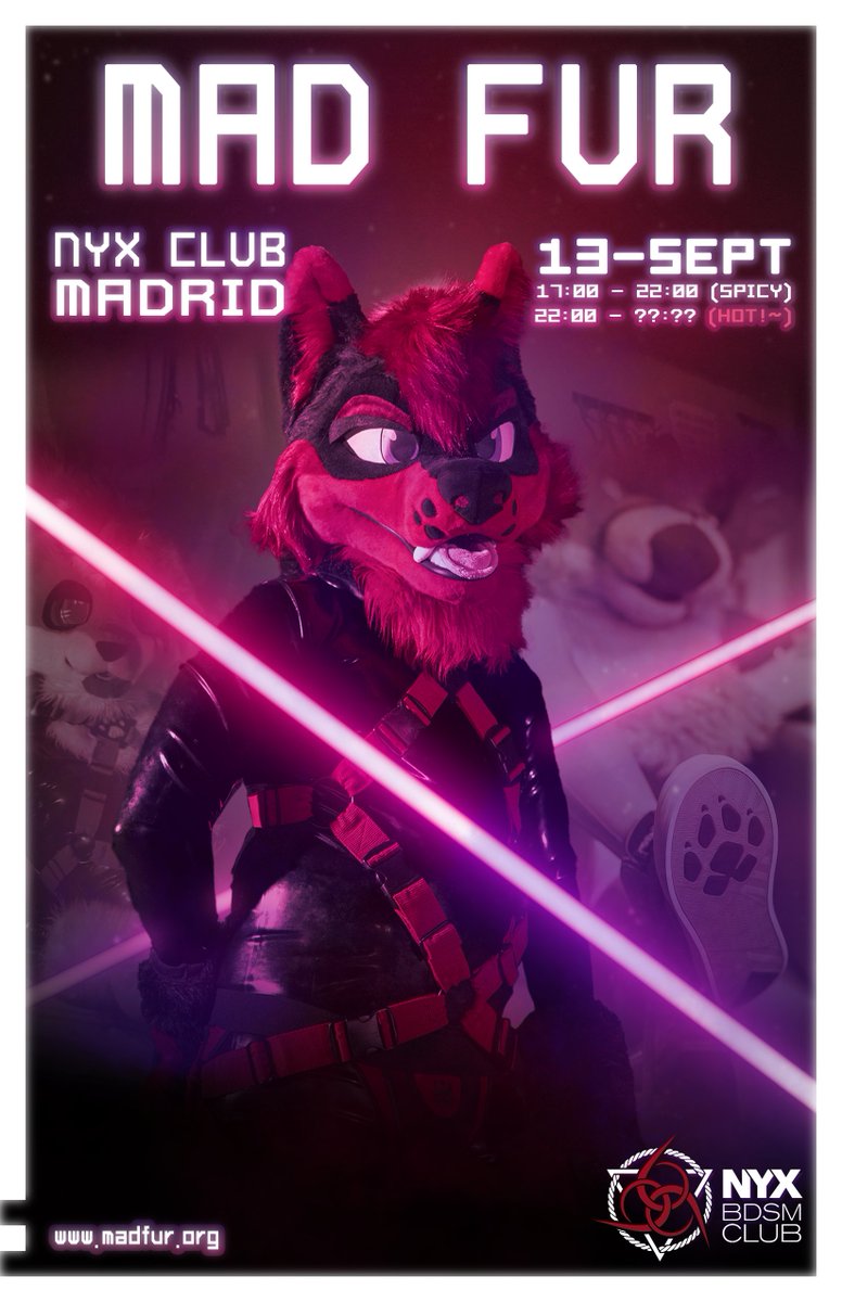 🔥DESATA TU LADO MÁS SALVAJE🔥
13-Septiembre-2025

Tu nueva fiesta furry fetish-friendly en el centro de Madrid.

Registro abierto en unos días.

madfur.org
( +Noticias en t.me/MadFurOrg pronto)
